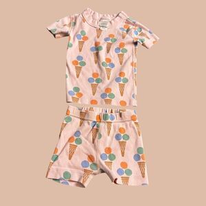 Hanna Andersson 2 Piece Set Toddlers 2T Pink Ice Cream Print Crew Neck Pullover